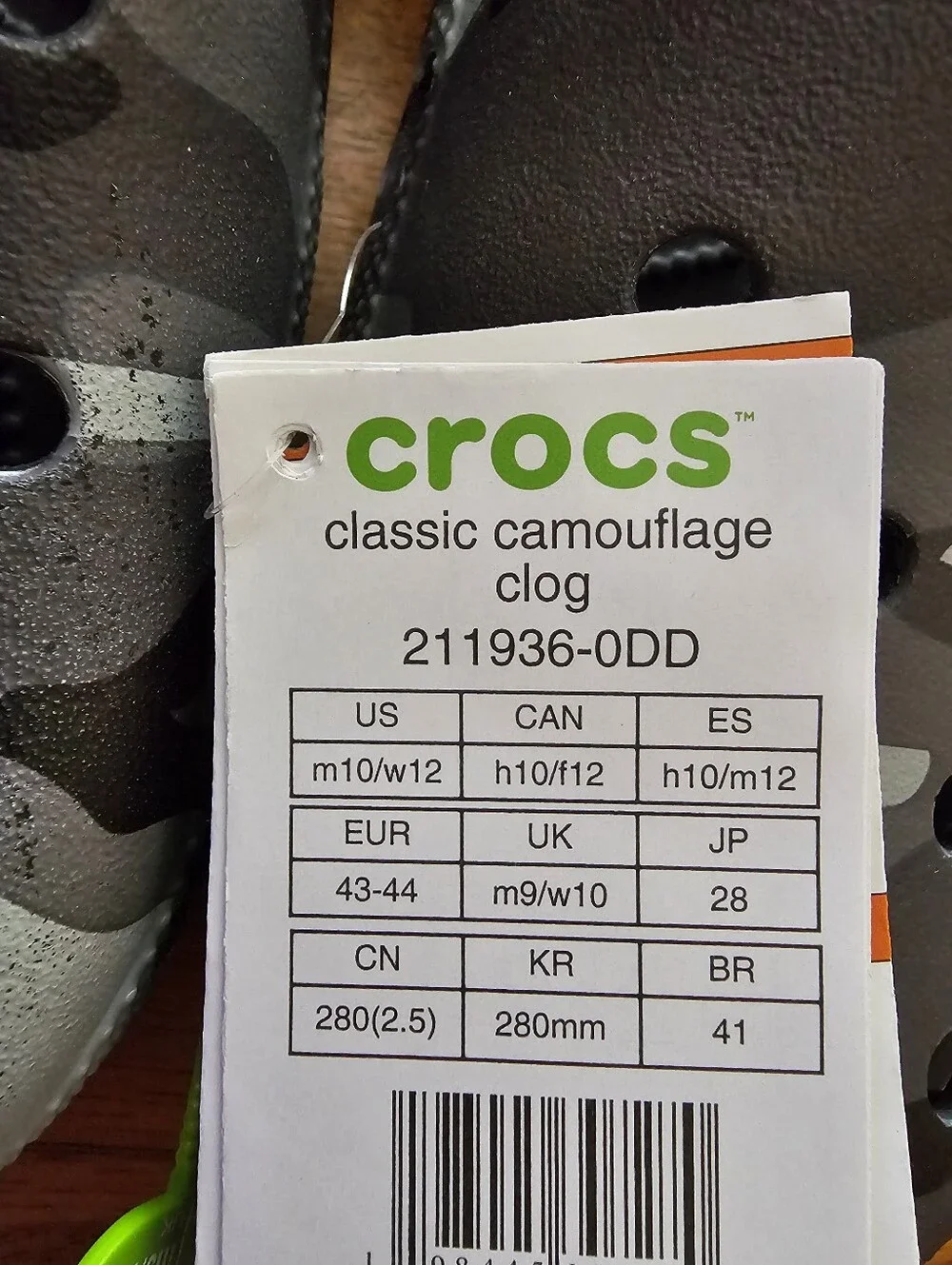 Crocs Classic Camouflage Clog Thermoplastic Men's Black/Slate Grey Clogs M10/w12